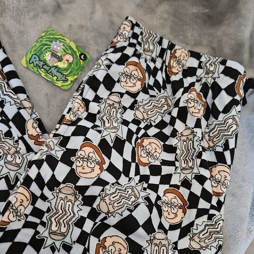 Rick and Morty Black & White Checker Lounge Pants